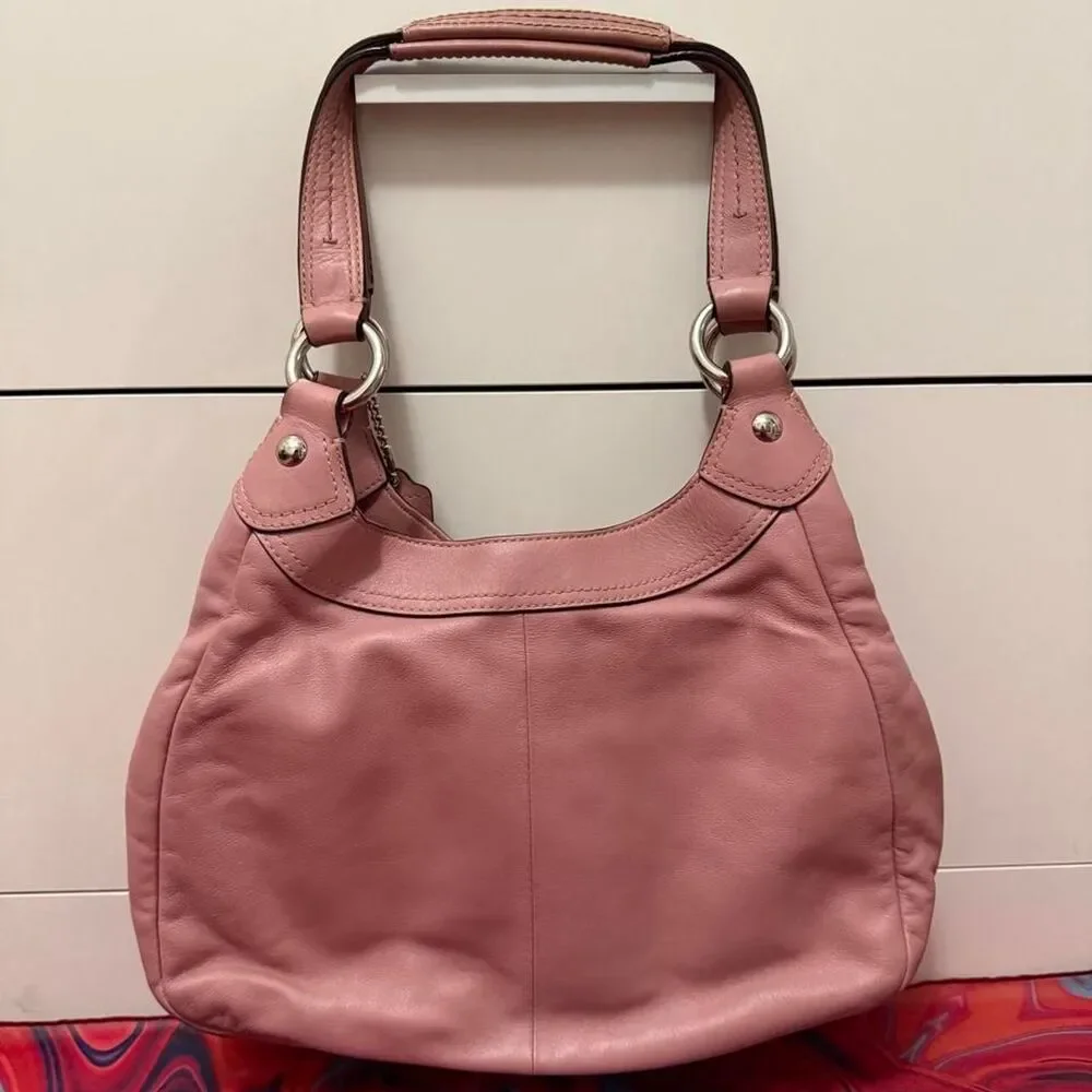 Rare Archival Vintage Y2K Coach Soho Shell Pink Leather Buckle Hobo